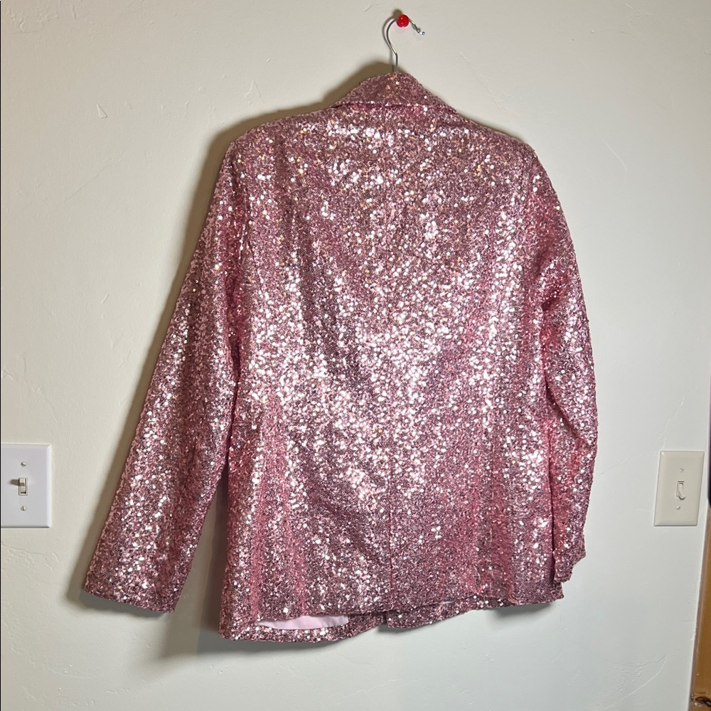 Peach Love Pink Women’s Sequin Blazer Jacket Festival, Western, Like new Medium - Picture 7 of 8